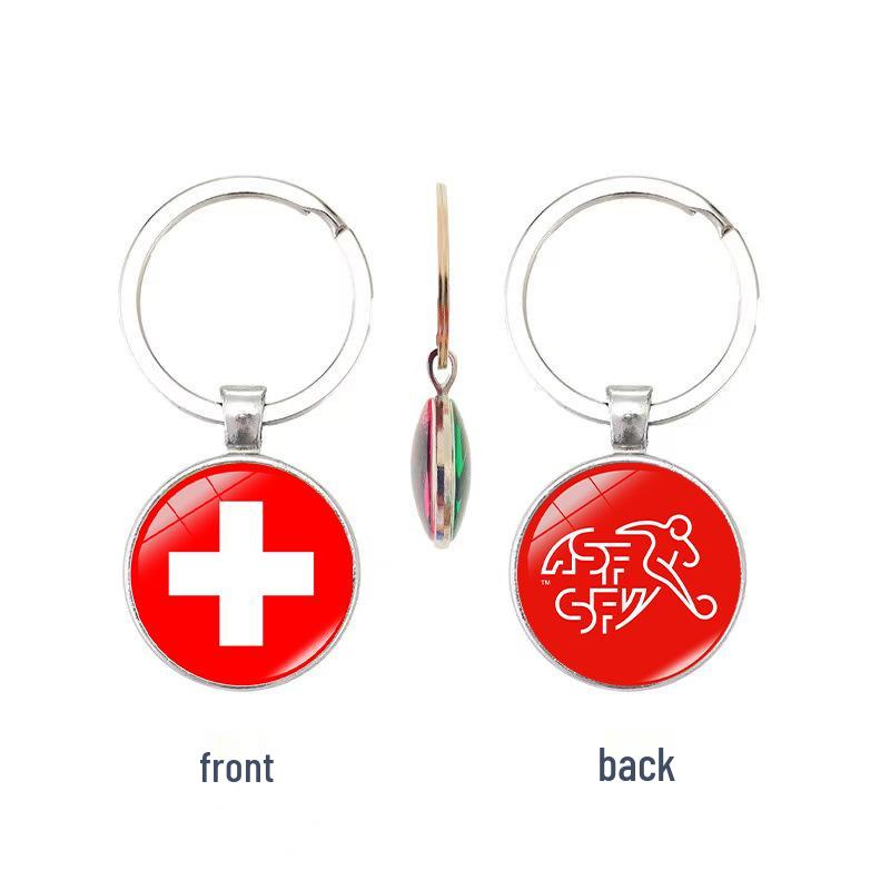 World Cup Top 32 National Flags & Team Emblems Double-sided Keychain