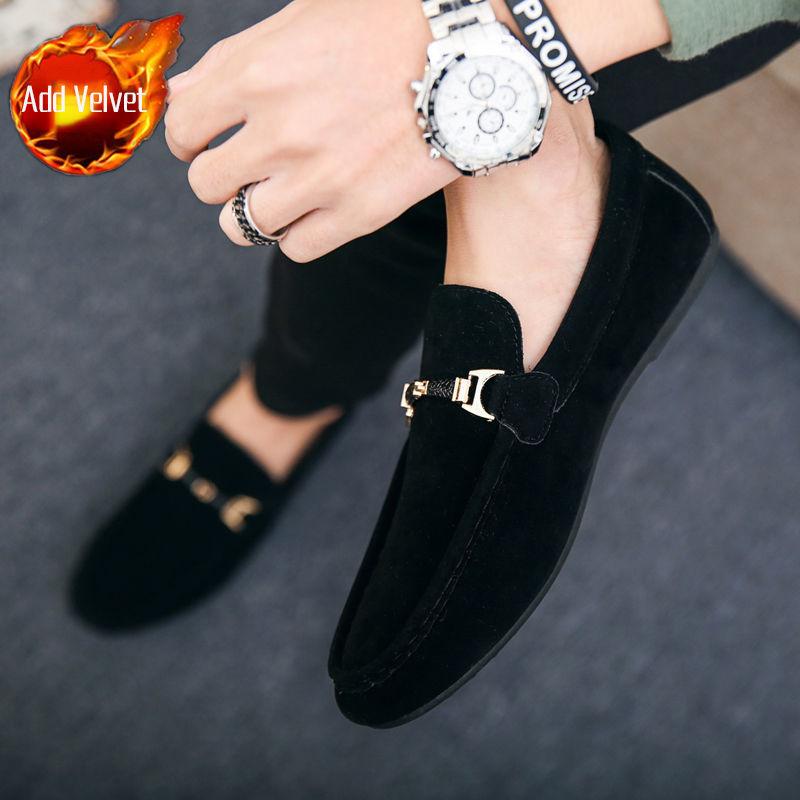Black Male Casual Shoe Velvet Flat Men's Leather Shoes Social New In Legitimate High Quality Fashion Promotion Shipping Free Pu