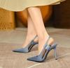 New Spring New Brand Women Slingback Sandals Pointed Toe Slip On Thin High Heel Ladies Elegant Pumps Shoes Drss Sandals