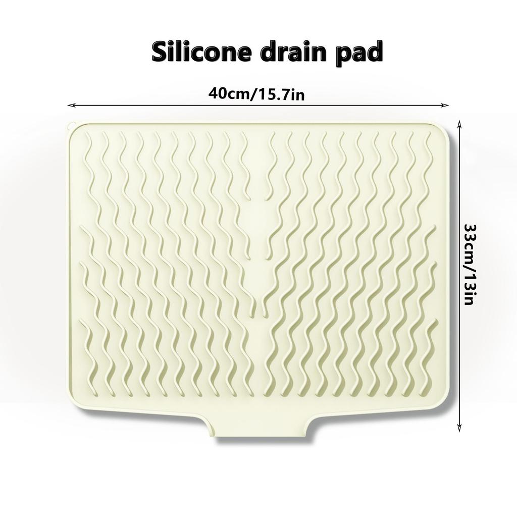 Wavy Pattern Silicone No-Drill Soap Dish & Drain Mat Rack