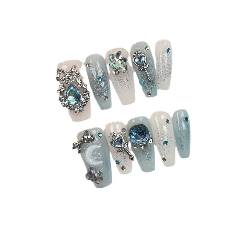 Pure Wear Handmade Nail Fashion Classic Pure Style Exquisite Blue Nail Art Style
