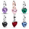 Romantic 925 Silver Purple Green Pink Chakra Heart Mini Dangle Charm Fit Me Bracelet DIY Women Jewelry