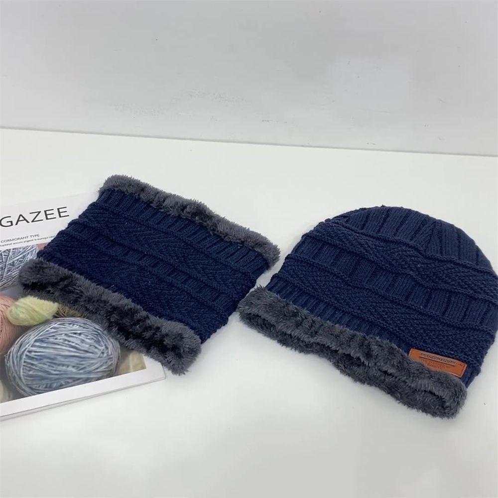 3 in 1 Touchscreen-Handschuhe Winter Warm Nackenwärmer Mütze Schal Handschuhe Strickmütze und Nackenschal