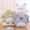 Cartoon Animal Pillow Blanket Pig Thing Smoothly Pillow Three-In-One Air Conditioner Blanket Office Dinosaur Koala Waist Cushion