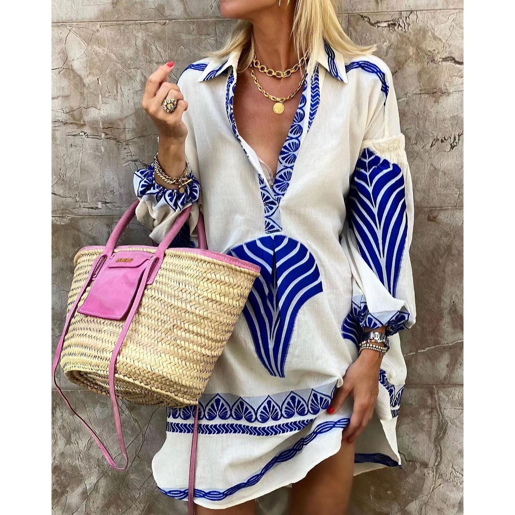 

Spring 2026 Women s Casual Long Split Shirt Small синій