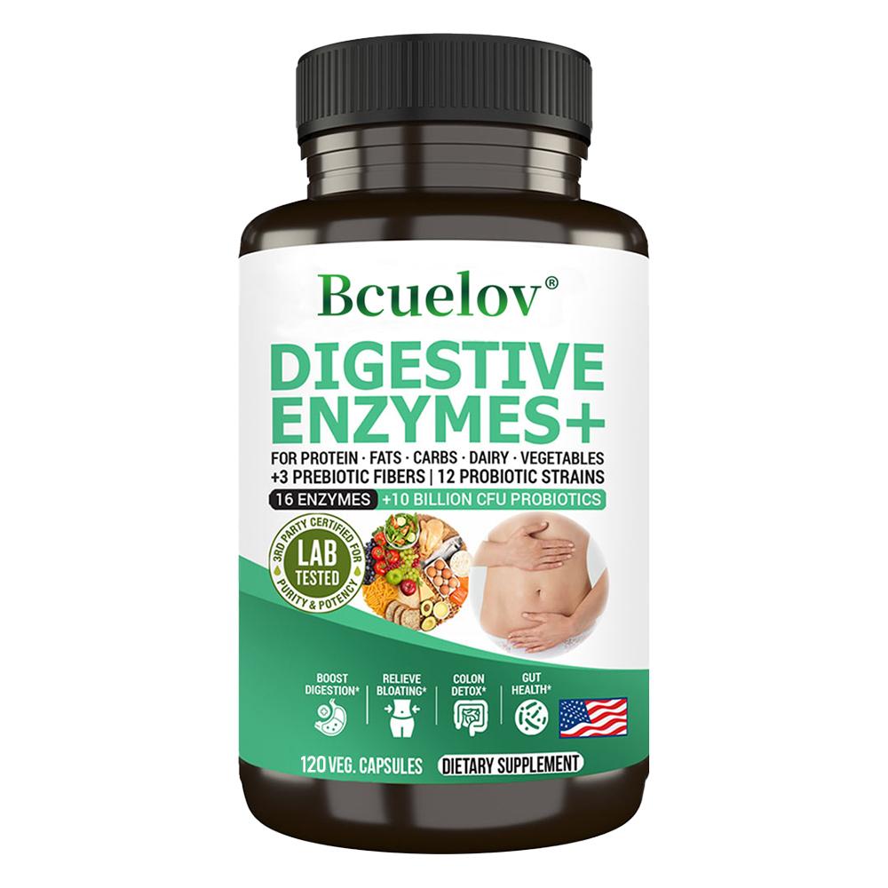 Digestive Enzymes Plus Probiotics, 120 Veg Capsules Gut Health Supplement 120PCS