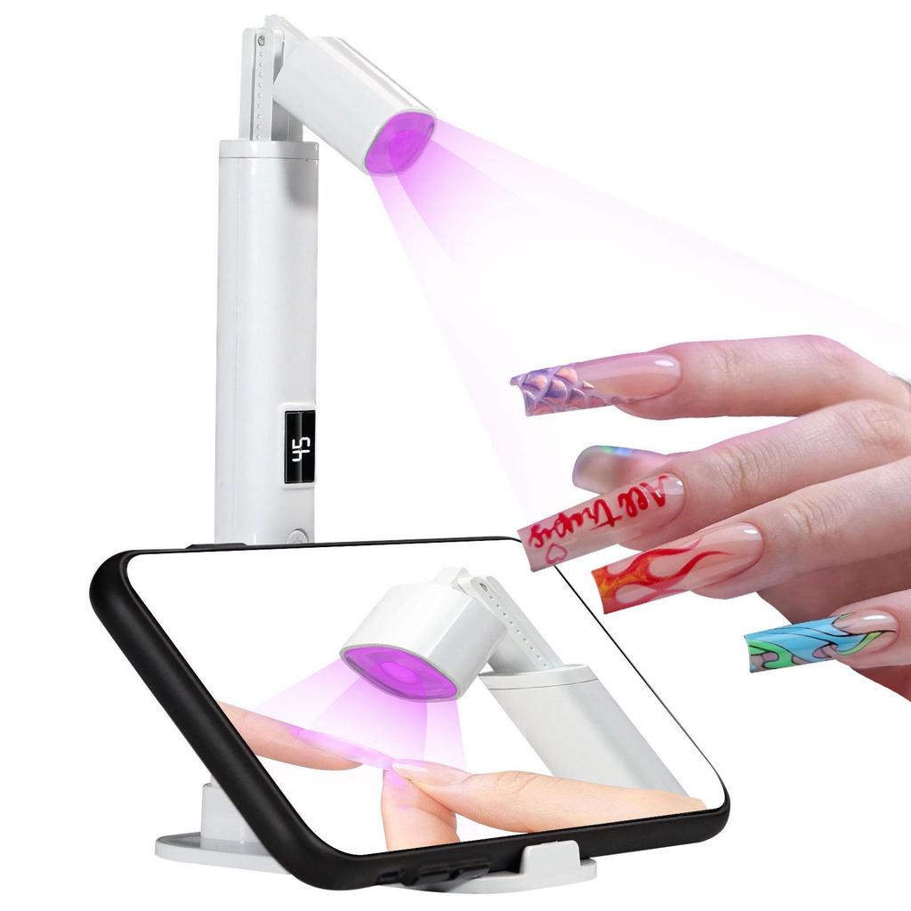 Portable Rechargeable Nail Art Curing Lamp with Quick-Drying and Retractable Stand