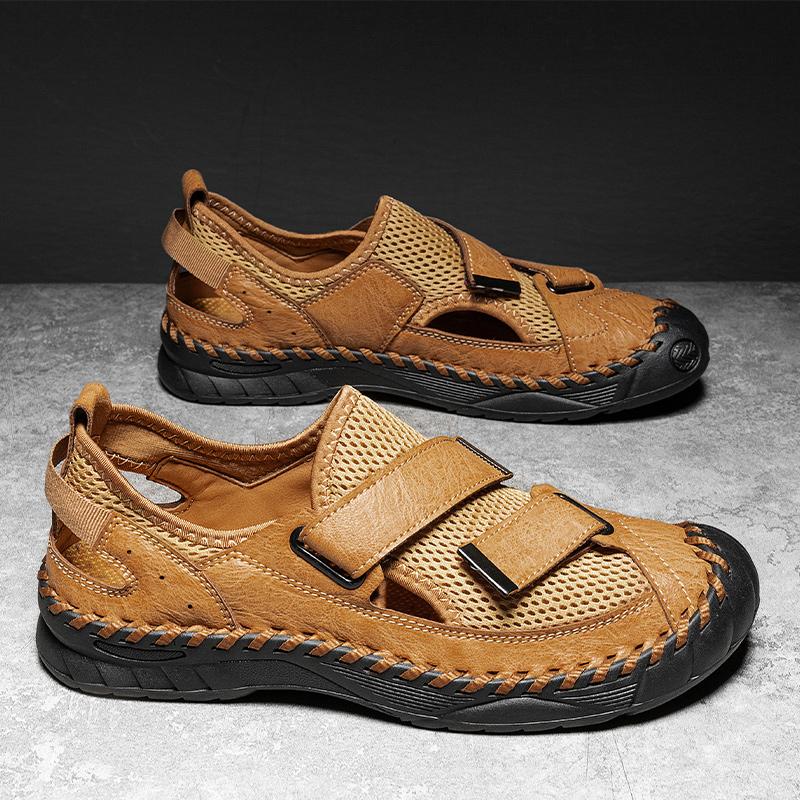 Men Hand Stitched Large Size Closed Toe Hand Stitched Large Size Sandals Lightweight Comfortable Casual Commuting Travel Footwear