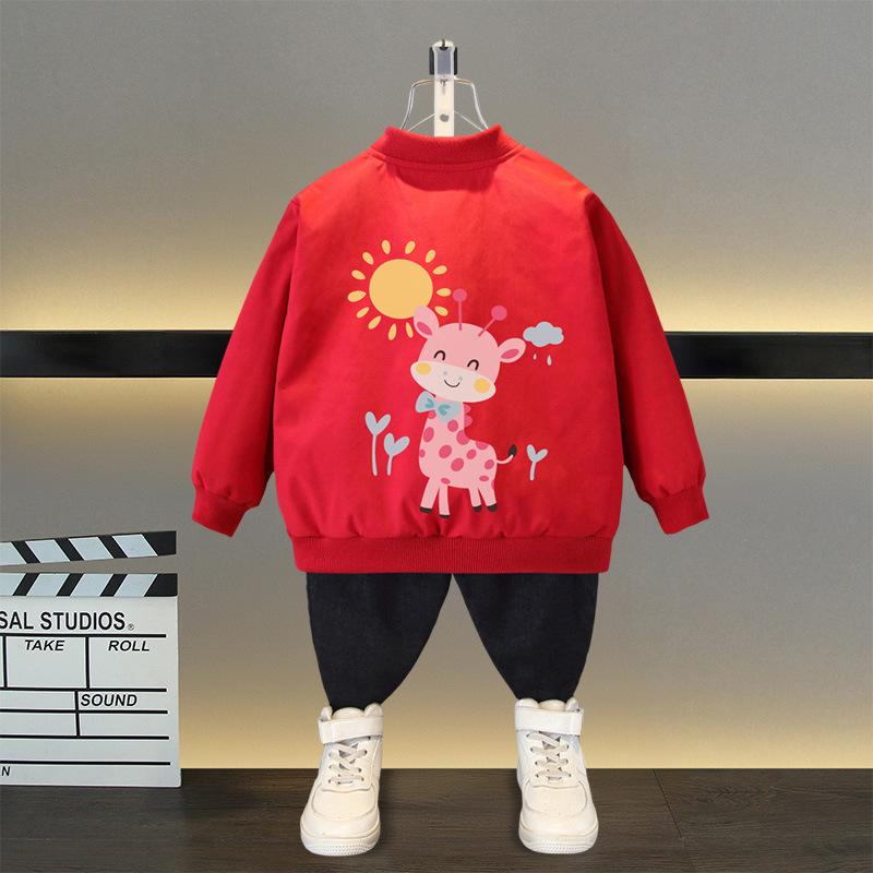 Spring Autumn Baby Boys and Girls Jacket Fashion Cartoon Bear Pattern Kids Windbreaker Coats For Children Outerwear Clothing 2-12Year