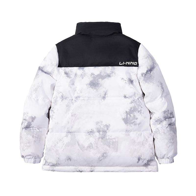 Li Ning Hot Pot Down Jacket Series Stand Collar Short Warm Down Coat Unisex Jackets Antarctic-Gray AYMU609-2