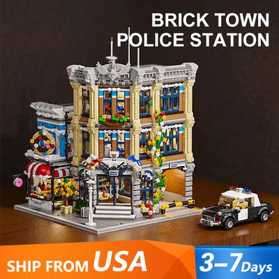 Brick Town Polizeistation Haus Gebäude Sets, Stadt Apartment Laden Modell Modulare Gebäude Blöcke Geschenk für Erwachsene Kinder 3200PCS