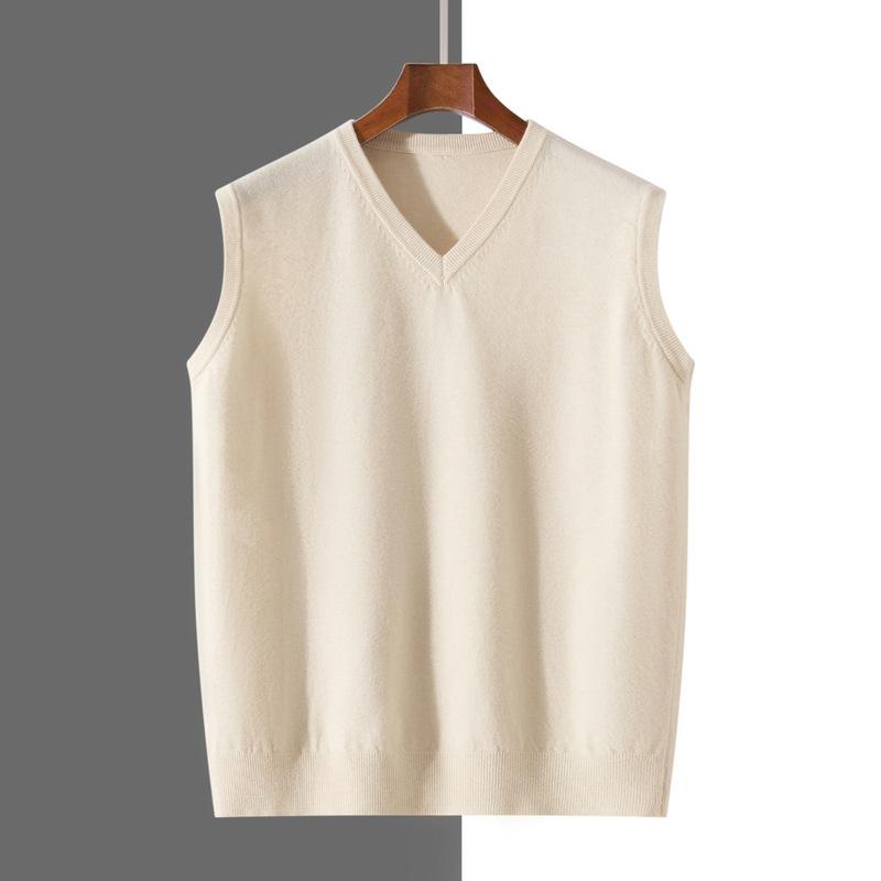 Men Sleeveless Knit V Neck Solid Pullover Vest