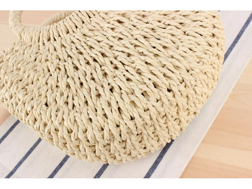 Women's Simple Style Semicircle Woven Beach Tote Crossbody Bag