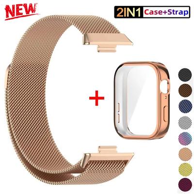 Metallarmband für Huawei Watch Fit 4 Armband mit Gehäuse TPU Displayschutz Armband für Huawei Fit 3 Mailänder Magnetverschluss Uhrenarmband