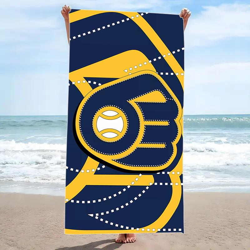 Milwaukee Brewers Logo Print Beach Towel, Large Soft Quick Dry Towel for Beach Camping Swimming