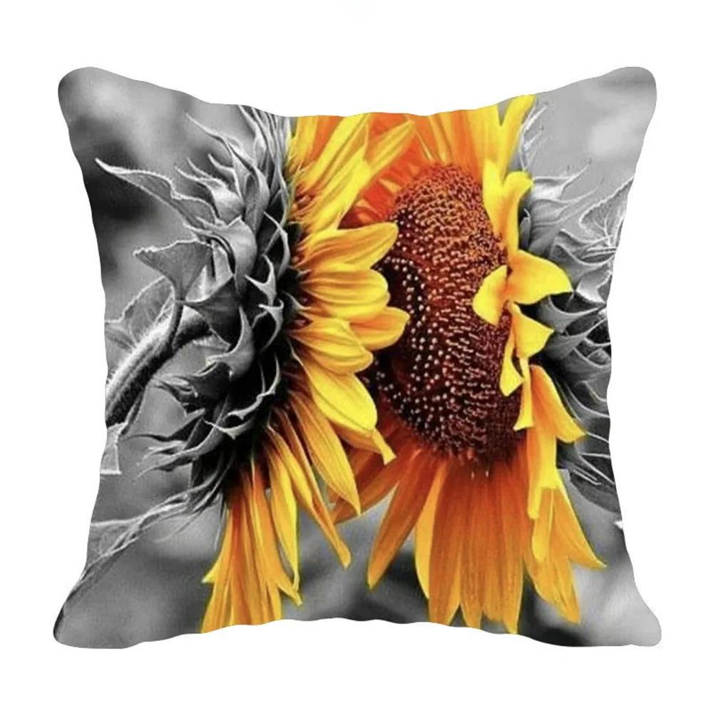 Sunflower Print Pillowcase Office Living Room Home Pillowcase Car Ornaments