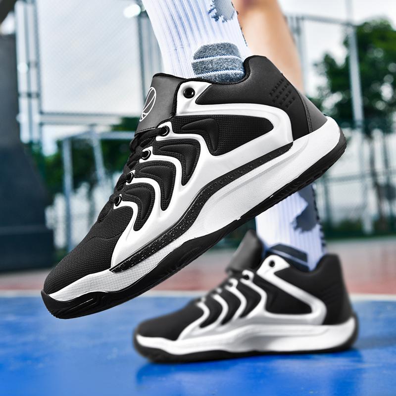 New All Court Basketball Shoes for Men Breathable and Comfortable Sports Shoes with Versatile Training Lines Stripes Sneakers