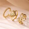 HECHENG,Punk Rock Heart Twisted Rings Female Irregular Copper Metal Round Stacking Open Finger Rings Fashion