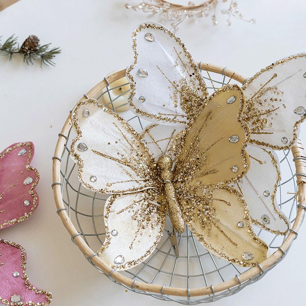 25*21cm Weihnachtsbaumschmuck Goldpuder Hängedekoration Weihnachten Schmetterling Festival