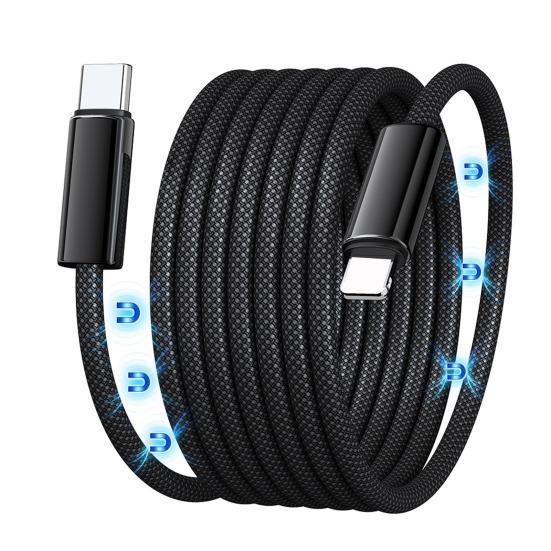 Magnetic Data Cable Braid USB C Cable Retractable Fast Charging Cable for IPhone Laptop Car Charger Travel