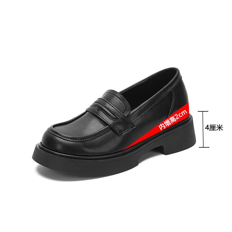 

Кожаные туфли на плоской подошве для женской обуви Huizhou Su Yinyin, те же мокасины, толстая подошва с круглым носком, новые маленькие кожаные туфли весной 32 чёрный