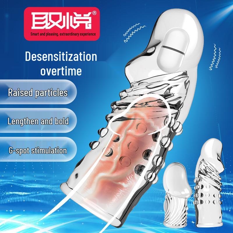 Bardzo długi przezroczysty pokrowiec na żołądź i pierścień opóźniający dla mężczyzn: Wzmacnianie Męskości i Pogrubianie Zabawka Seksualna