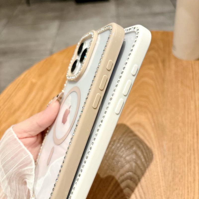 Apple 16 ProMax Flash Drill Mobile Phone Case Suitable for IPhone 15 Transparent Rhinestone 17 Magnetic PC Hard Case Protection Case