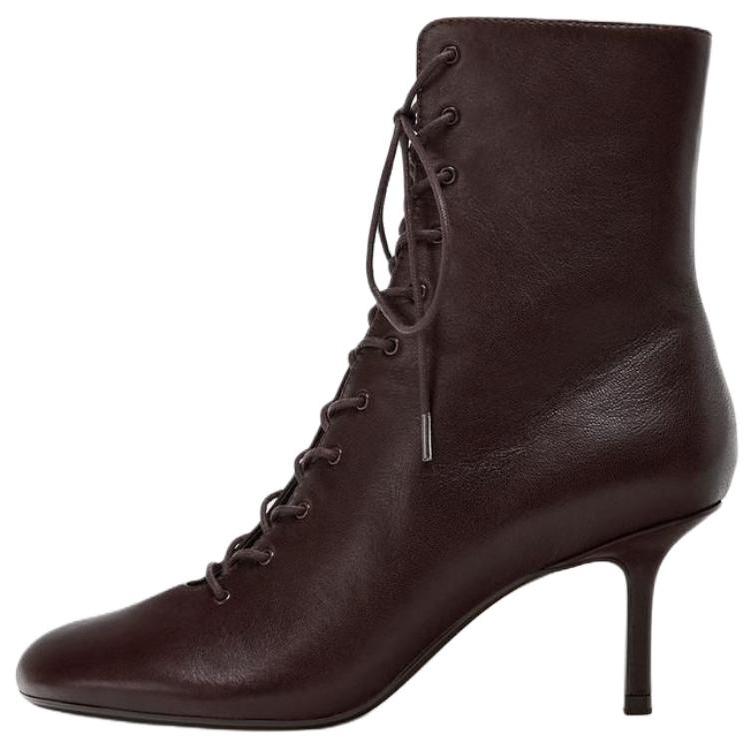 Zara Lace Up Stiletto Heel Ankle Boots Brown Women 3103510700 36