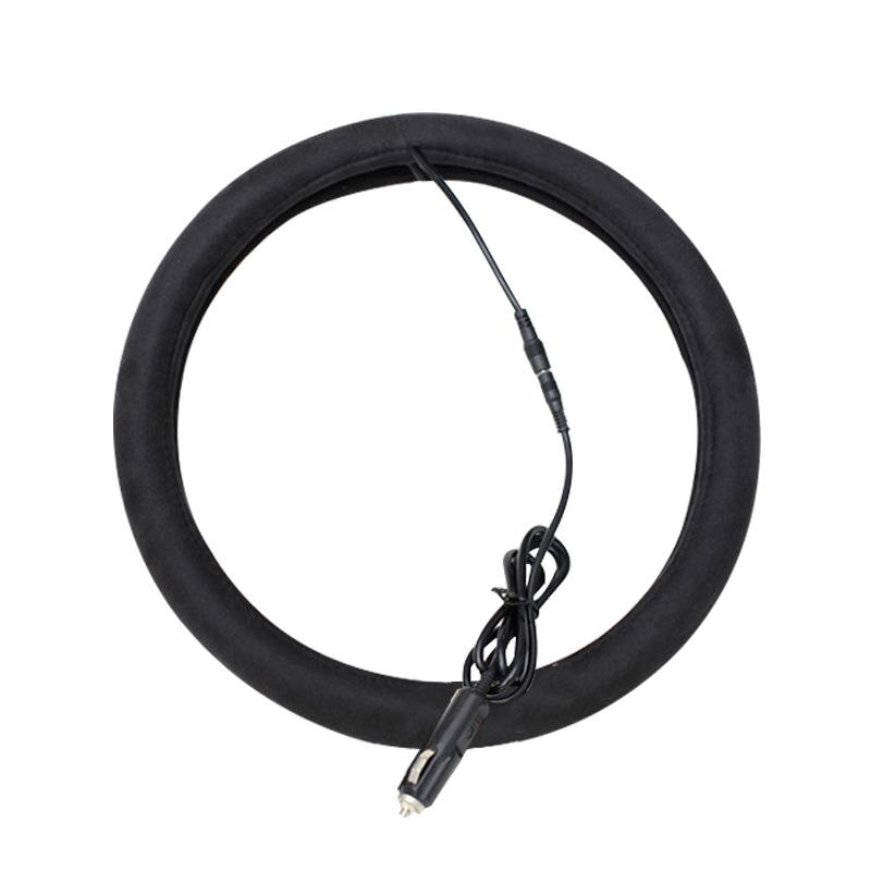 Risheng Soft Suede Moisture-Absorbing Breathable Steering Wheel Cover with Universal Electric Heating for All Seasons