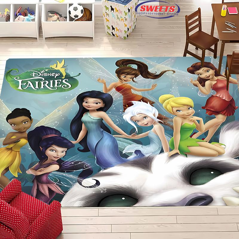 NO.1Cartoon Disney Princess Carpet,Tinker Bell Living Room Bedroom Bed Mat,Comfortable Non-slip Durable Rug,Machine Washable Rug