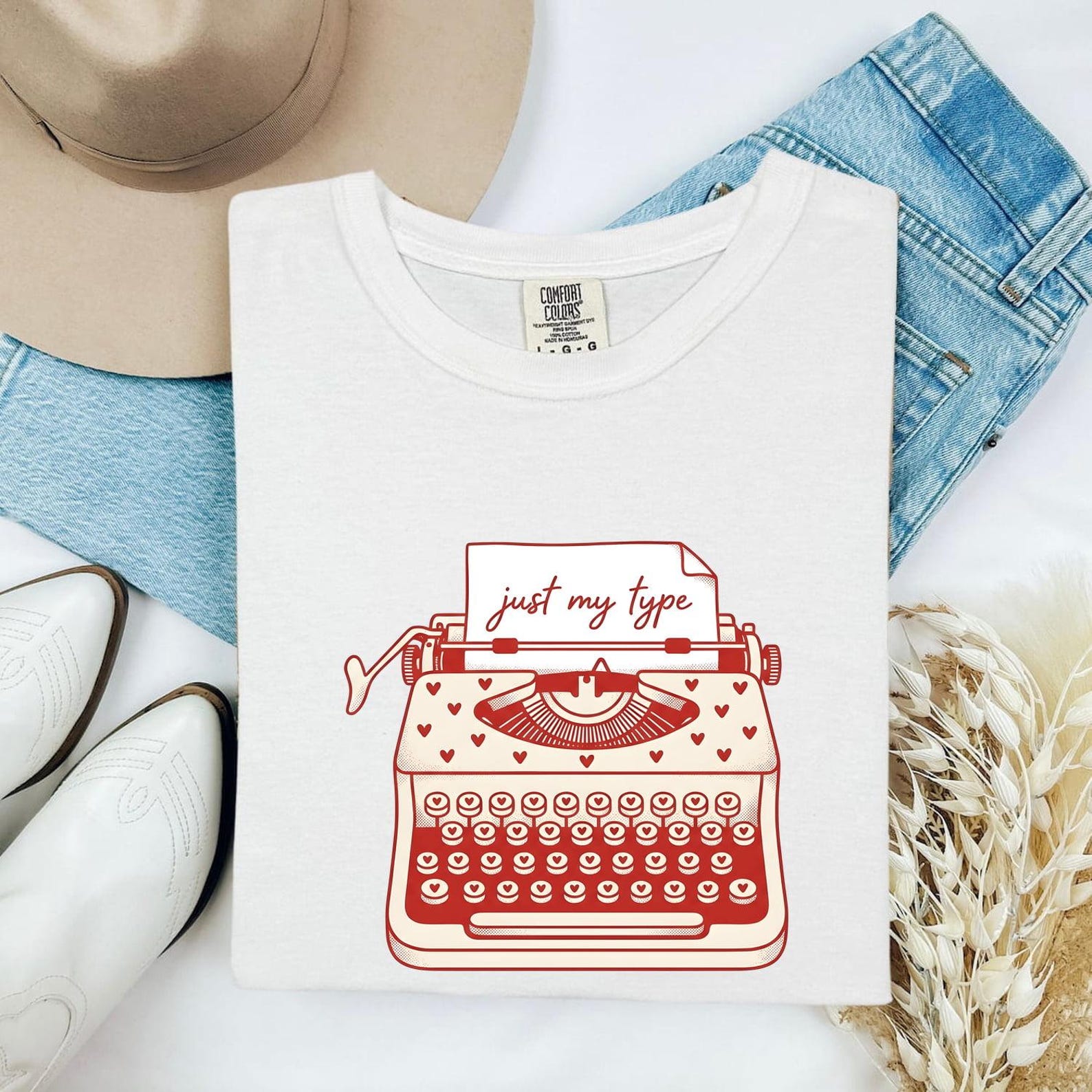 Vintage Typewriter Hearts Shirt St. Valentine s Day Romance Gift Women Retro Tee Typewriter T-Shirt Valentine Fan Vintage Tshirt Love M