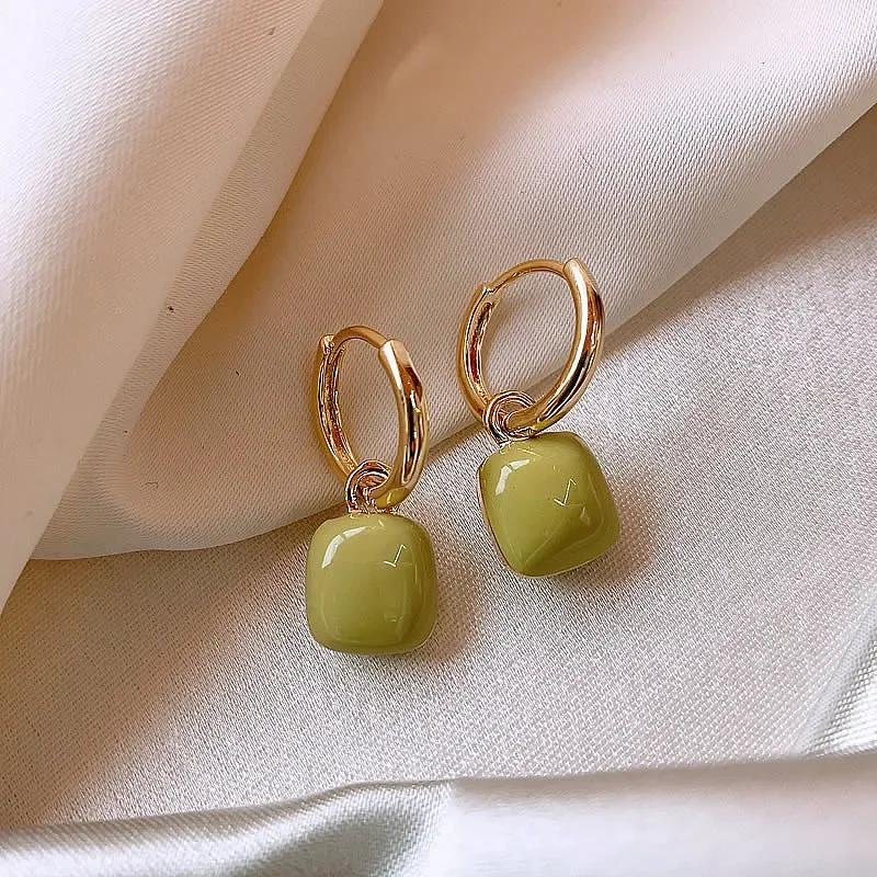 New Korean Classic Heart Dangle Earrings Temperament Geometric Earring Square Pendant for Women Fashion Jewelry Accessories Gift