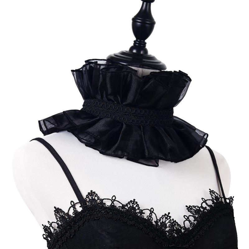 Palace Ruffled Scarf Fake Collar Necktie Adjustable Stand Collar Decorative Cape Wrap Neck Ruff Shawl Clown Choker Collar