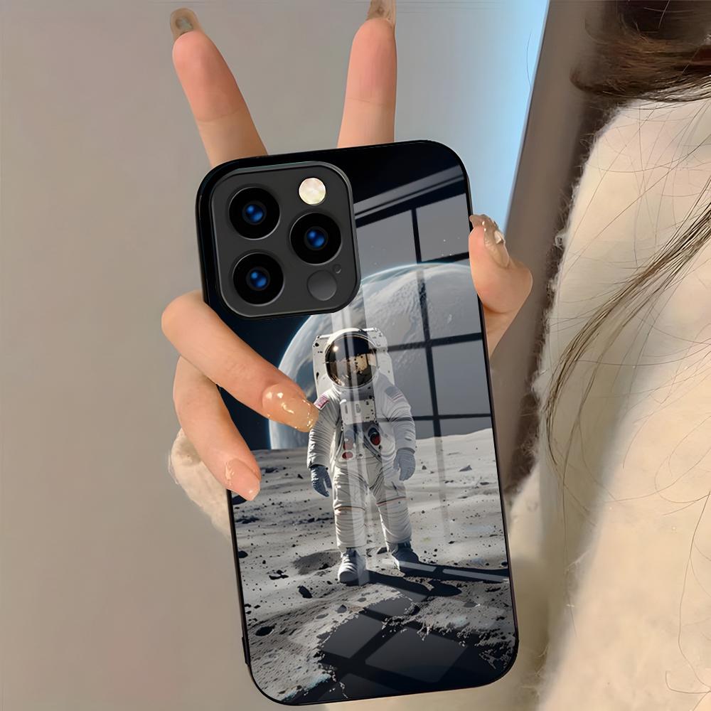 Astronaut Moon Stars Phone Case For IPhone 17 Pro Max 16 15 14 Pro Max 13 11 Plus Glass Cover