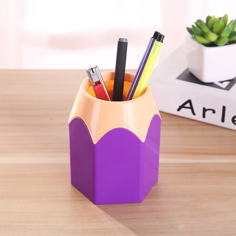 Large-capacity Colored Pencil Holder with Interchangeable Heads for Office and Study Use. A Multi-functional Plastic Pen Holder for Desk Storage.