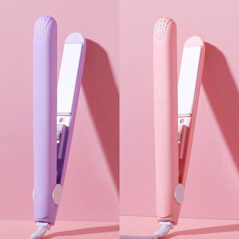 Mini Electric Hair Straightener and Curler for Bangs, Student Flat Iron, Portable Mini Hair Straightener and Curling Iron