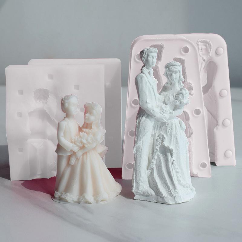 Bride and Groom Candle Silicone Mould DIY Wedding Dress Handmade Newlywed Couple Gypsum Aromatherapy Resin Mould Wedding Decor