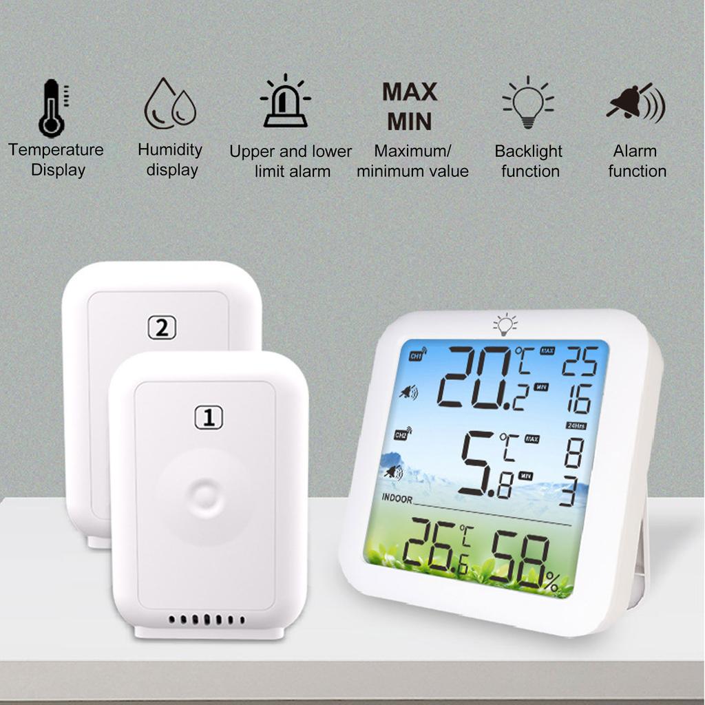 Wireless Digital Thermometer Hygrometer with 328ft Range for Fridge   Indoor Outdoor Large LCD Display Wireless Temperature Sensor