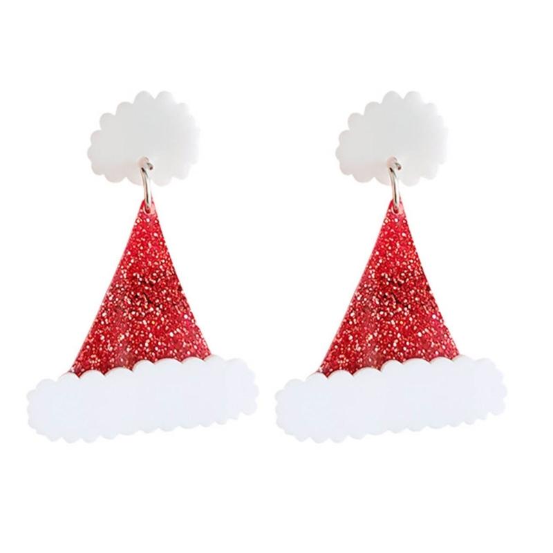 Christmas Tree Ginger Man Dangle Earrings for Women Girls Holiday Drop Earring Christmas Hat Crutch Earring Jewelry Gift