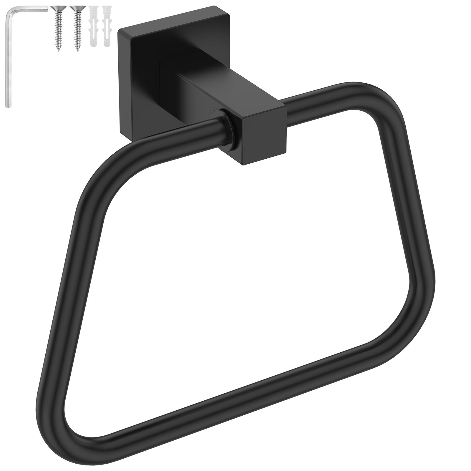 

Stainless Steel Towel Holder Bathroom Wall Towel Hanger Ring Moisture Proof Minimalist Design Shower Storage Rack чёрный