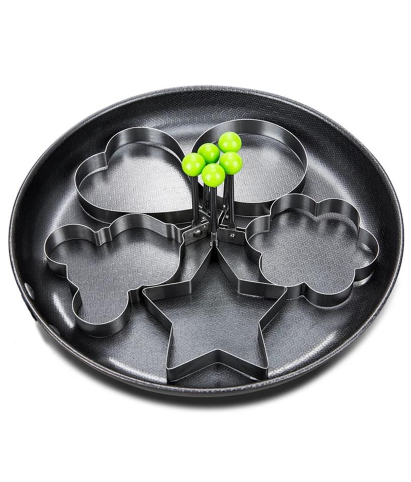 Spiegelei-Form, Edelstahl-Bratform, Pfannkuchenring, Ei-Werkzeug, Stern Liebe Blume Runde Form Ei Küchen-Kochwerkzeug