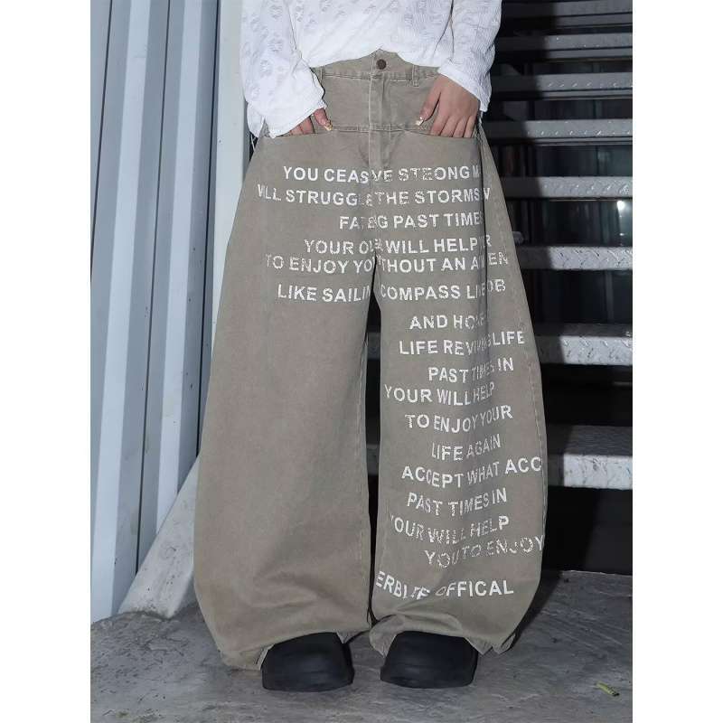 JYL Men s Flare Jeans American Rivet Black HipHop Niche Cargo Floor-Length Denim S
