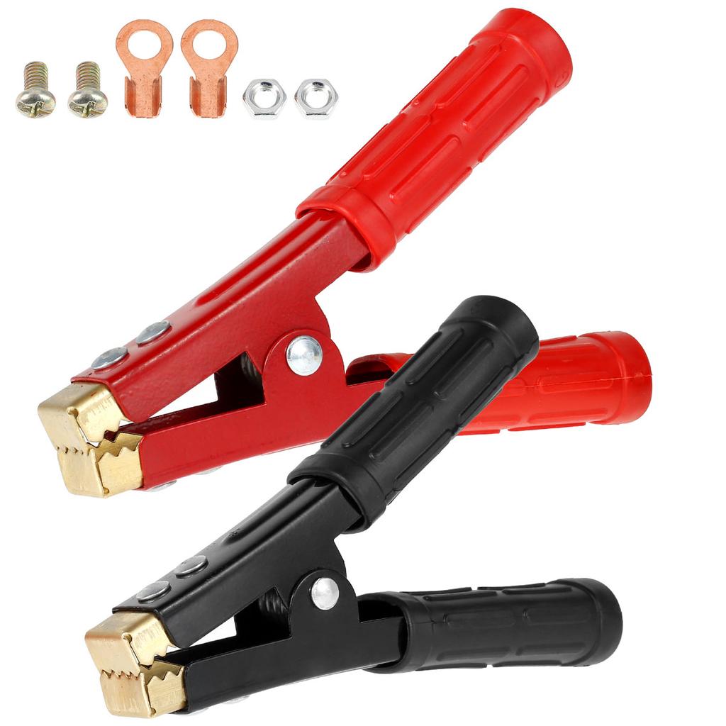 2Pcs Battery Alligator Clip 500-1000Amp Pure Copper Jump Lead Clip Heavy Duty Insulated Battery Clamp for Car Auto Truck Vehicle