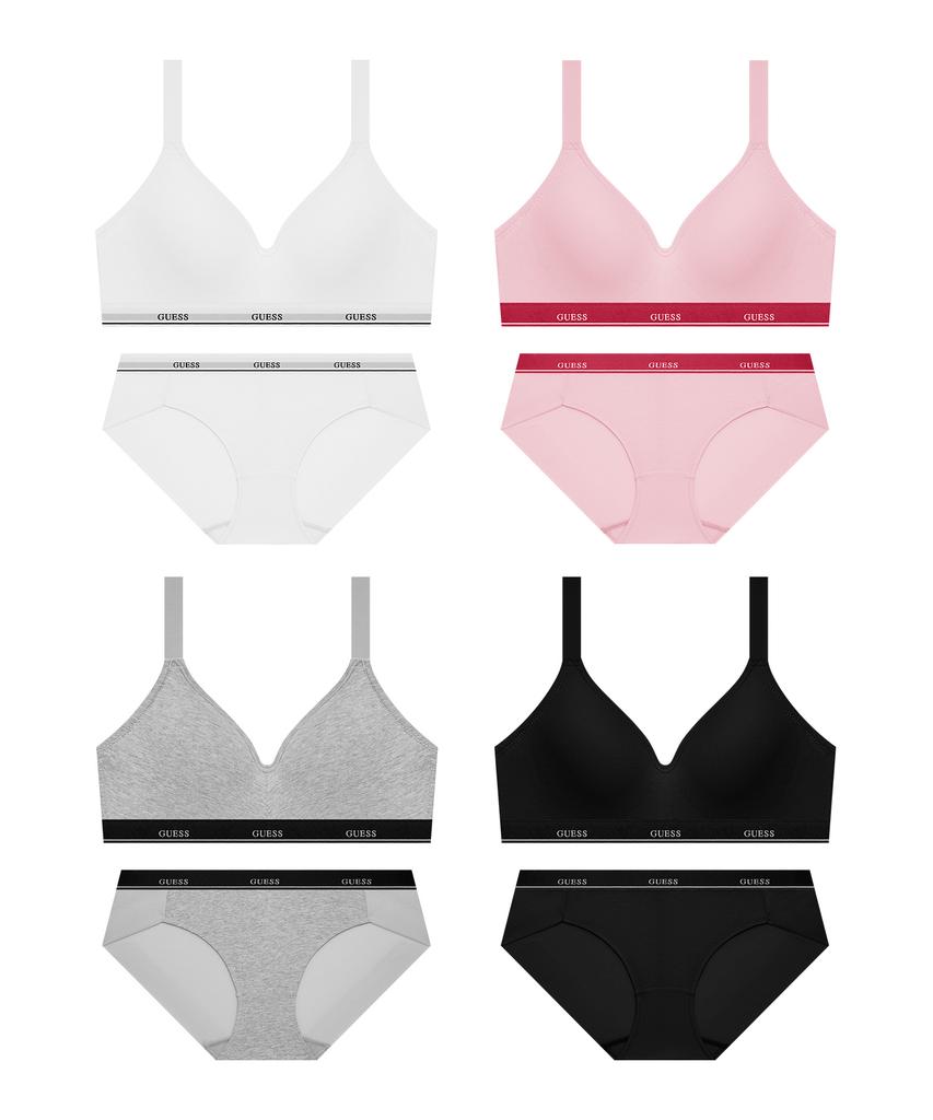 Geseueondeoweeo Signature Cotton Wireless Bra And Panty Set - 4 Colors (Type A)
