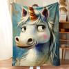 Unicorn and Rainbow Patterns Flannel Printed Blanket Suitable for All Seasons Suitable for Living Room Office Sofa and Travel