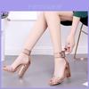 Elegante Sandalen mit Knöchelriemen, hohen Absätzen und klarem, klobigem Blockabsatz für Damen