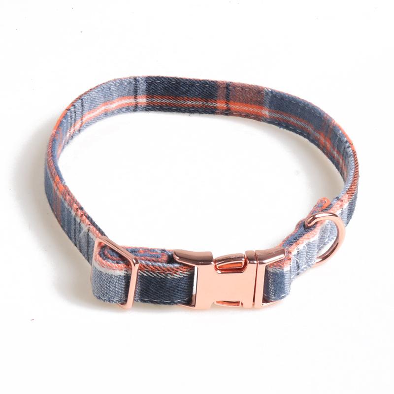 New Pet Dog Collar British Plaid Retro Rose Gold Bow Full Metal Collar  Dog Accessories Chihuahua Dog Y Harness