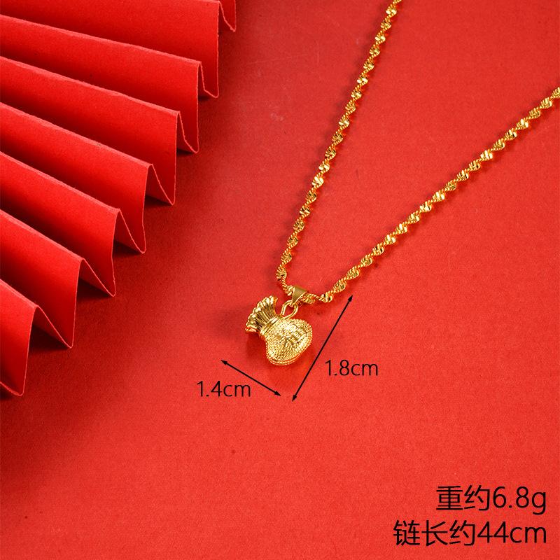 Vietnamese gold-plated necklace for women, long-lasting color, vintage heart-shaped imitation gold jewelry, copper alloy accessory, new clavicle