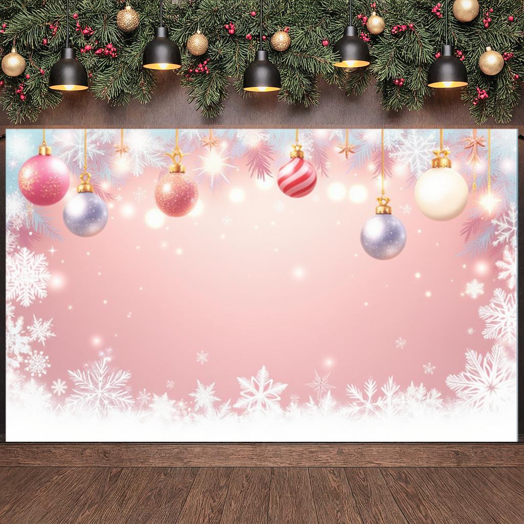Pink Christmas Backdrop Sparkling Design Winter Background Xmas Decoration Banner Winter Decor Xmas Display For Winter Family