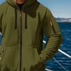 Men Coat Long Sleeve Zipper Closure Hooded Sweatshirt with Large Pockets Solid Color Velvet Thickened Warm Outerwear